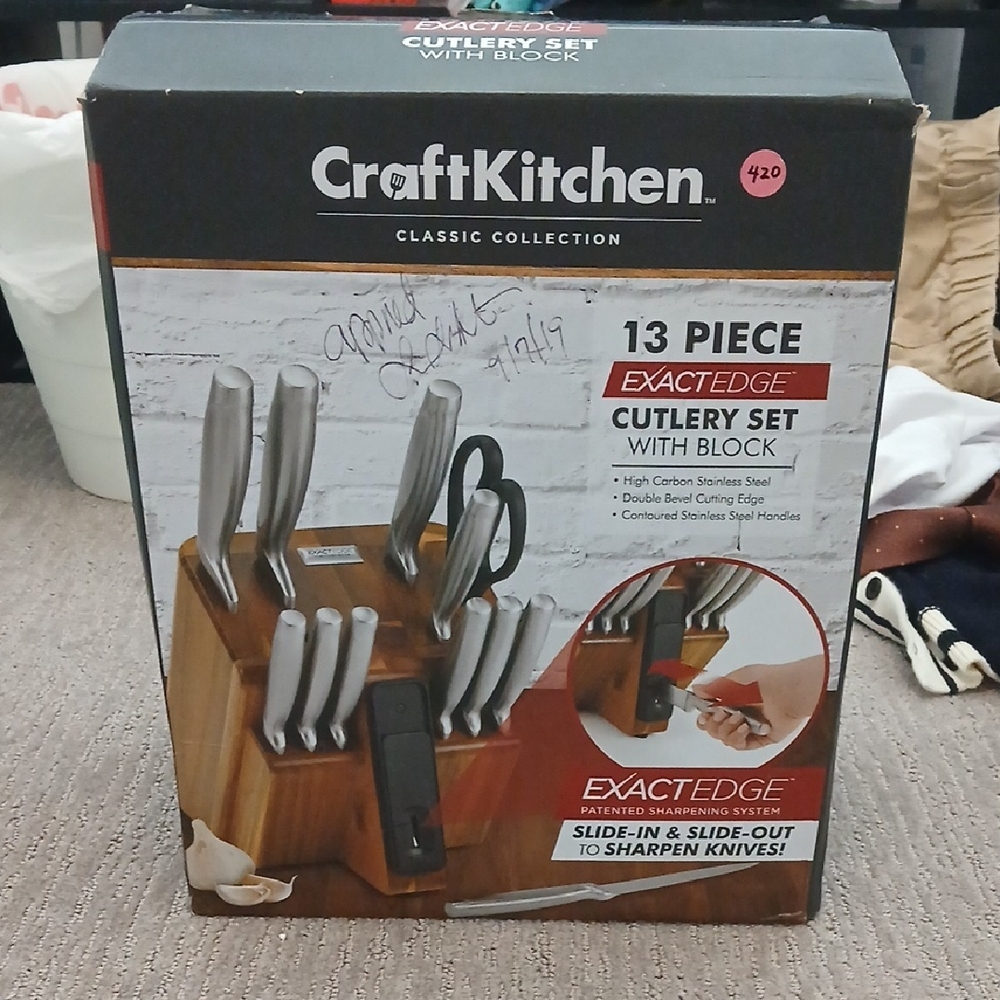 13-Piece Silver Cutlery Set with Block